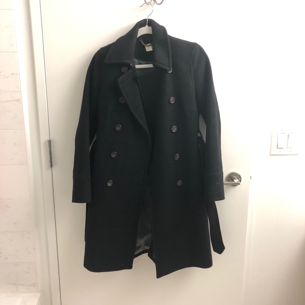 J. crew wool trench coat black size 2